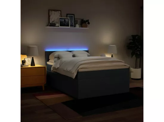 Sommier à lattes de lit avec matelas Bleu 160x200 cm Tissu