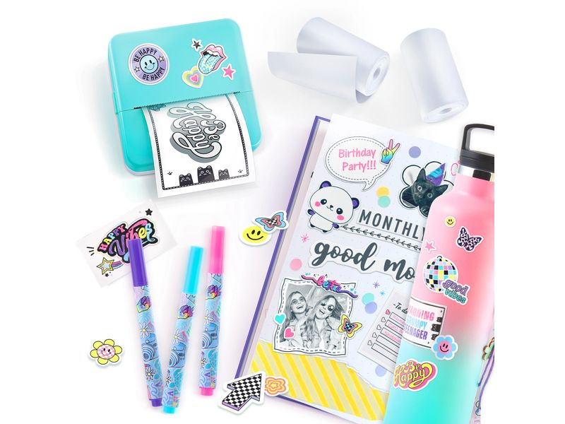 Canal Toys Starter-Set Instant Pocket Printer Blau Taschen-Drucker Set für Smartphone mit Markern, Stickern und Thermopapier-Rollen für Instant-Druck
