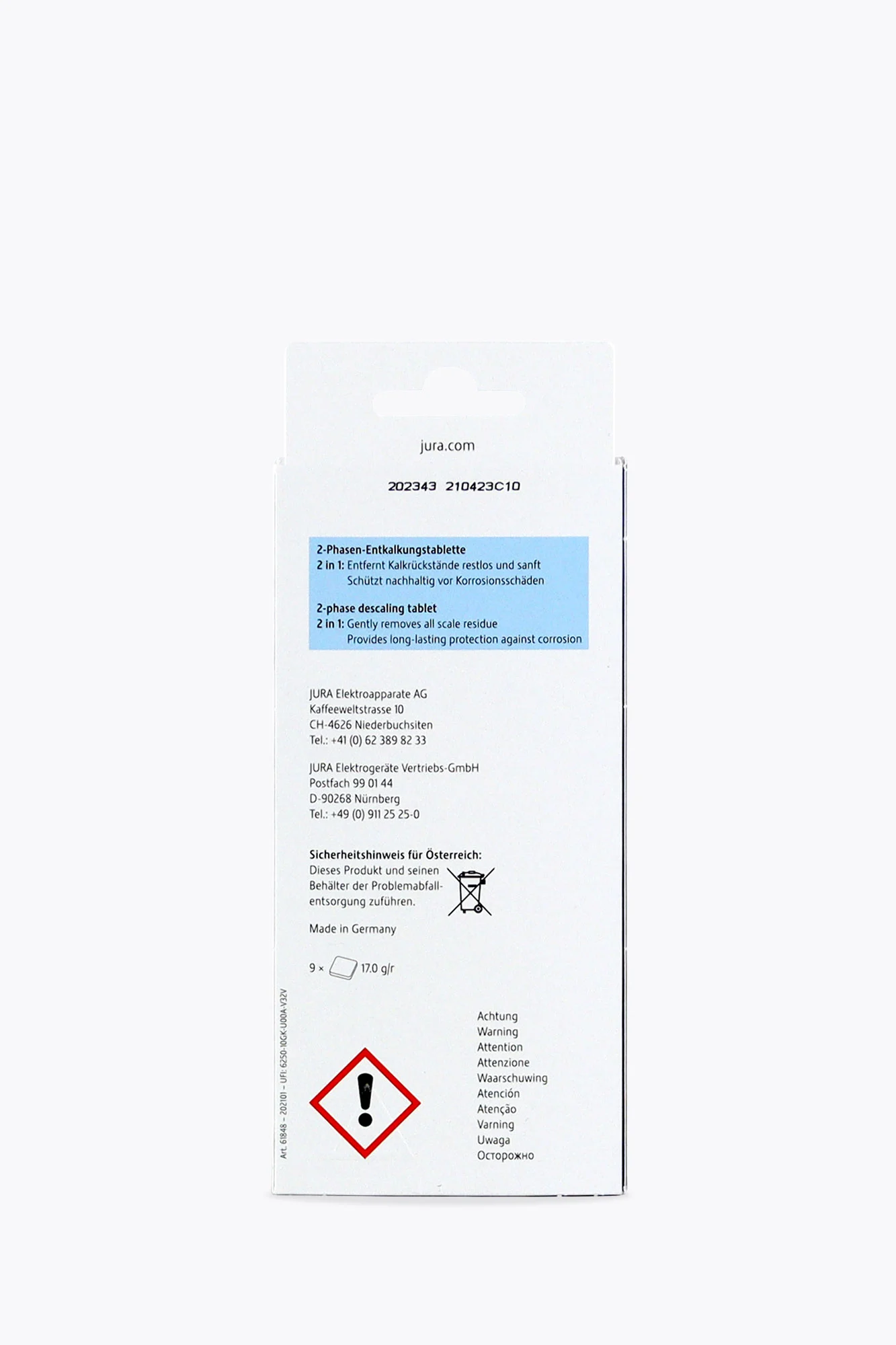 Jura 2-Phasen-Entkalkungstabletten 9 Stück