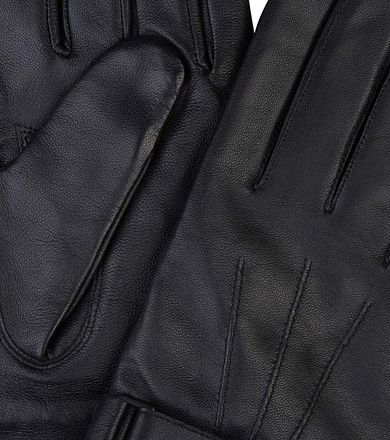 Profuomo Handschoenen Wol Zwart Leer PPVG30003A-A kopen