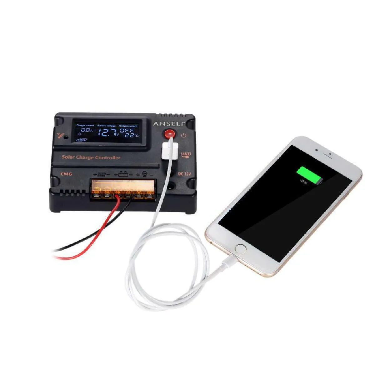 JustGreenBox Contrôleur de Charge Solaire LCD