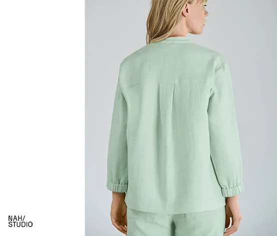 NAH/STUDIO Bluse | Baumwoll-Leinen-Mix, caribbean, Sake