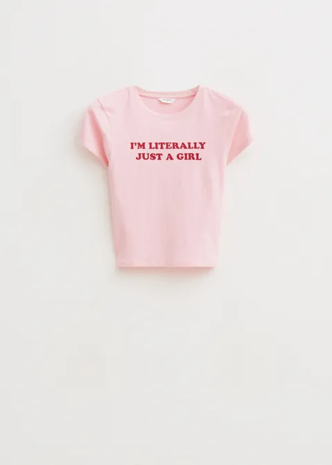 T-shirt met print girl roze (ROS.L)
