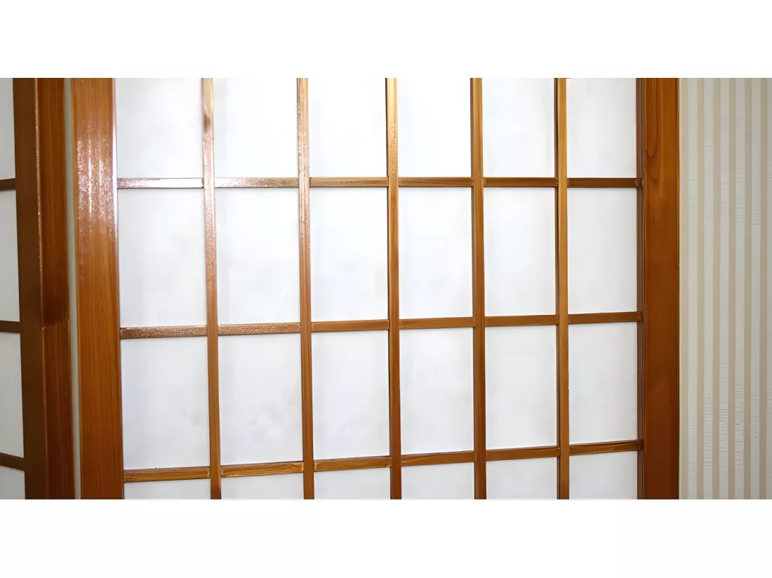 Paravent 4 panneaux en bois marron 176 x 2.2 x 175 cm PAR06043