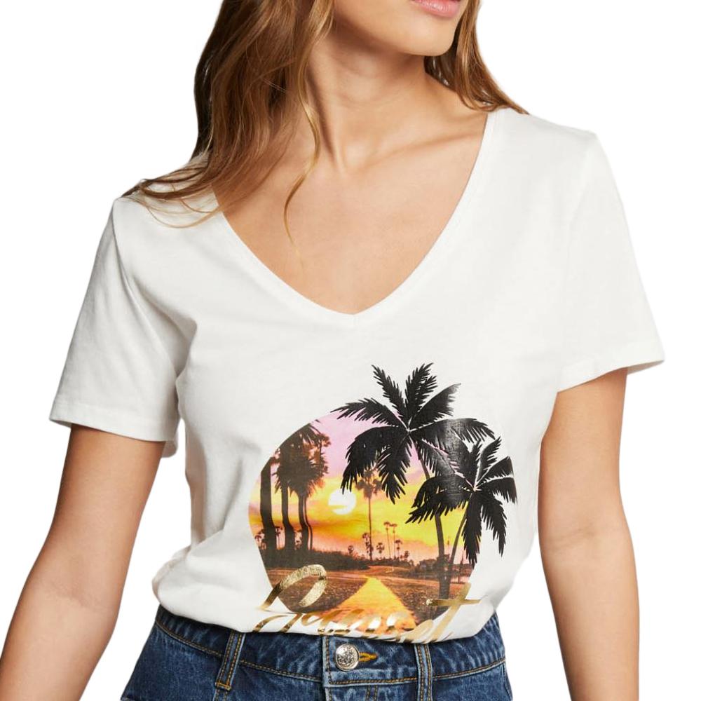 Morgan T-shirts Blanc Femme Morgan Serigraphie 241 DVEGAS