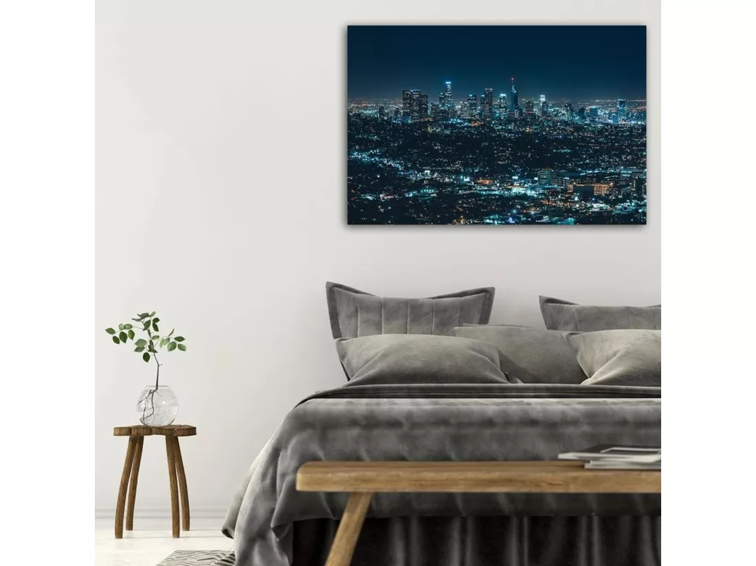 Tableau ville de bois la nuit - 120 x 80 cm