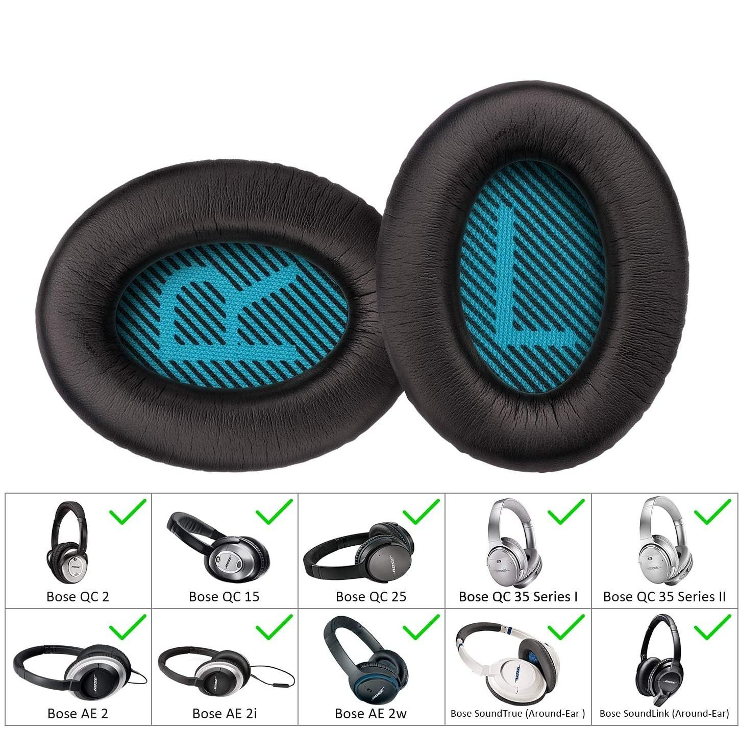 (2er Set) Bose Quietcomfort 2/15/25/35 Ae2 Ae2i Ae2w, Bose SoundTrue Kopfhörer Ersatz Ohr Polster Kissen - Dunkelblau