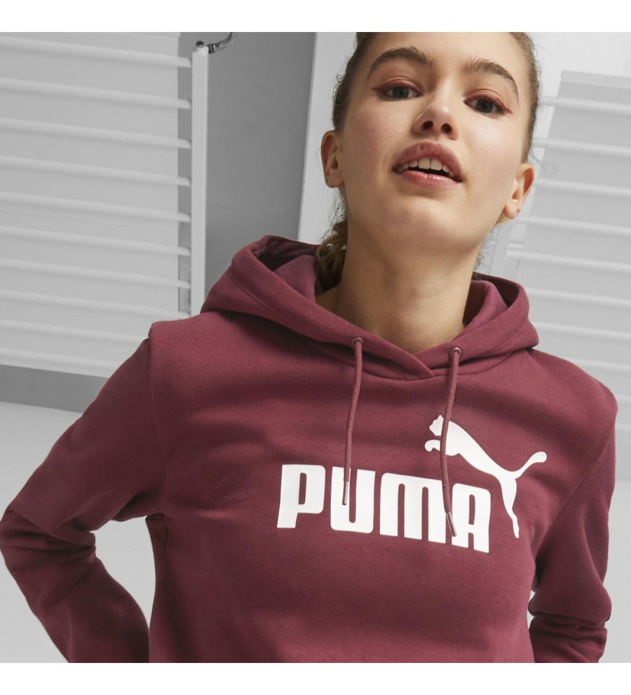 Vestido com capuz e logo Puma Essentials, cor bordô