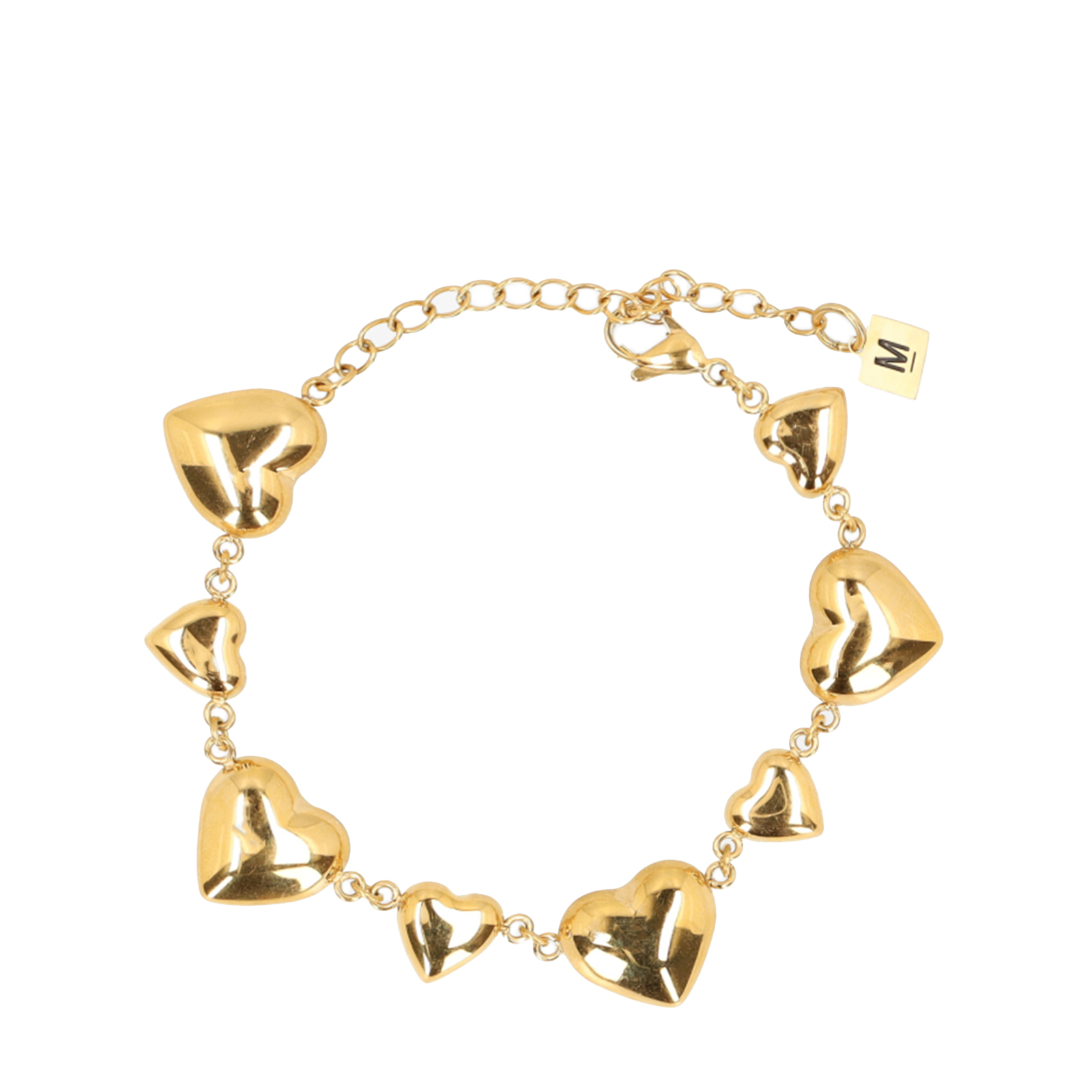Goudkleurige hartjes bedelarmband