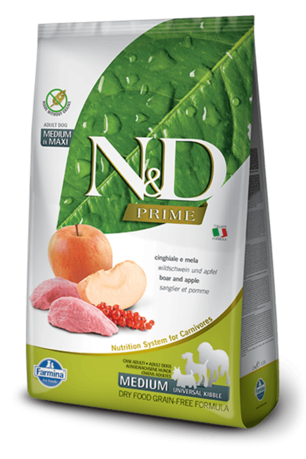 Croquettes n&d prime sanglier & pomme chien adult med/maxi 12kg