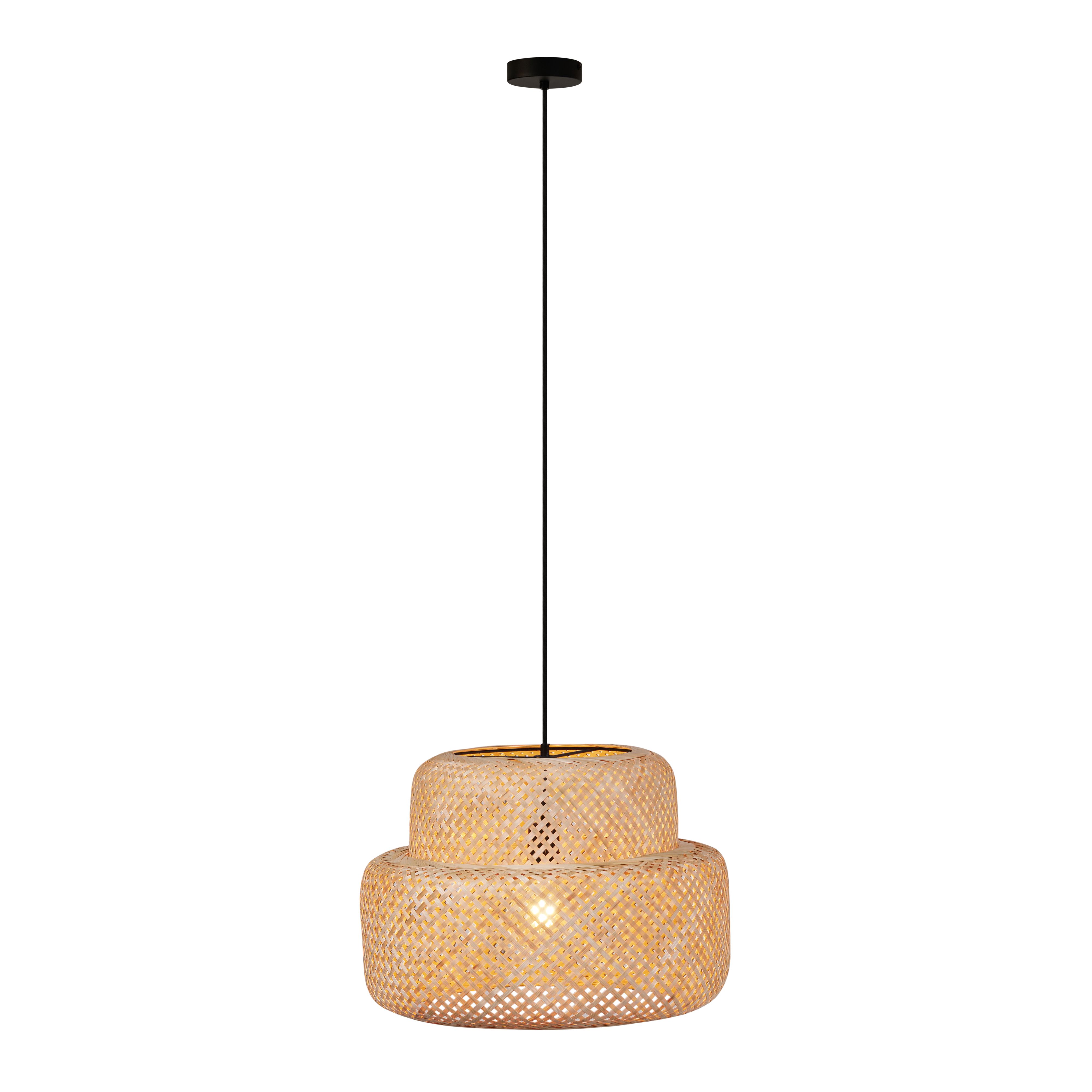 Japandi hanglamp zwart met bamboe- Kea