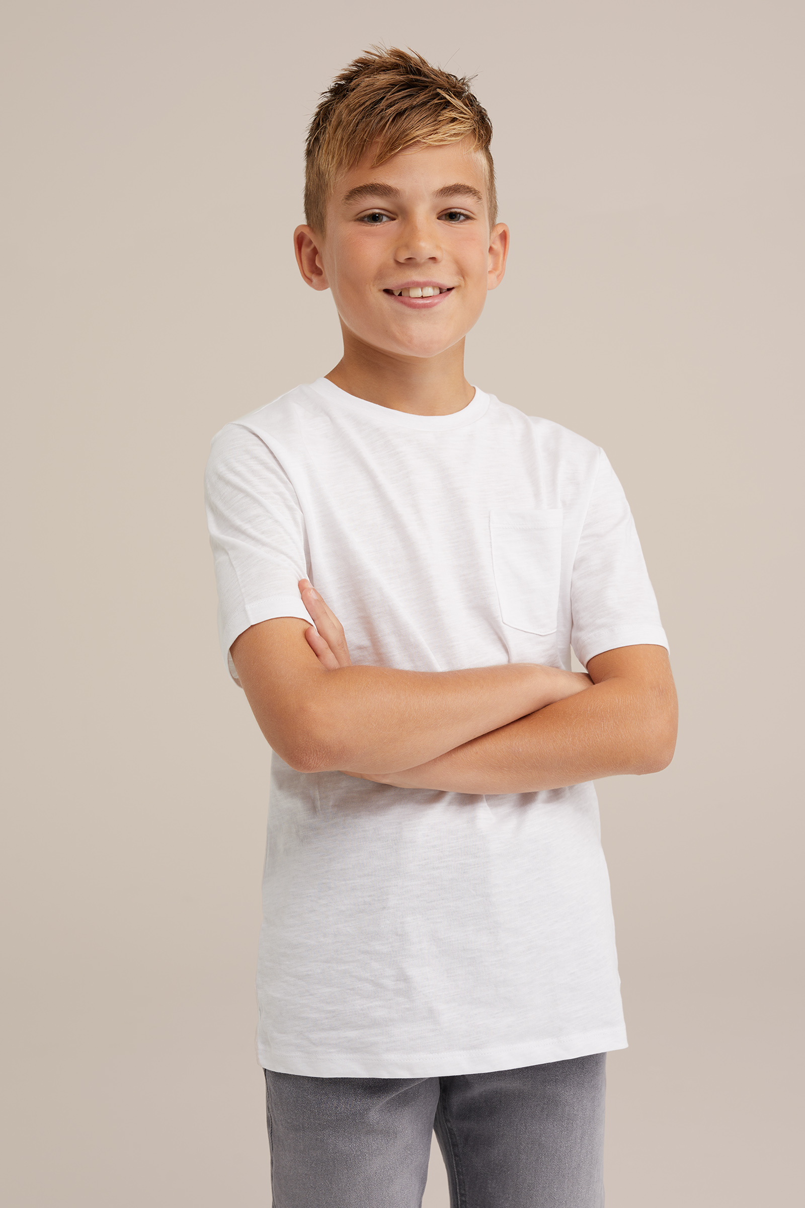 Jongens T-shirt met borstzak WE Fashion Wit