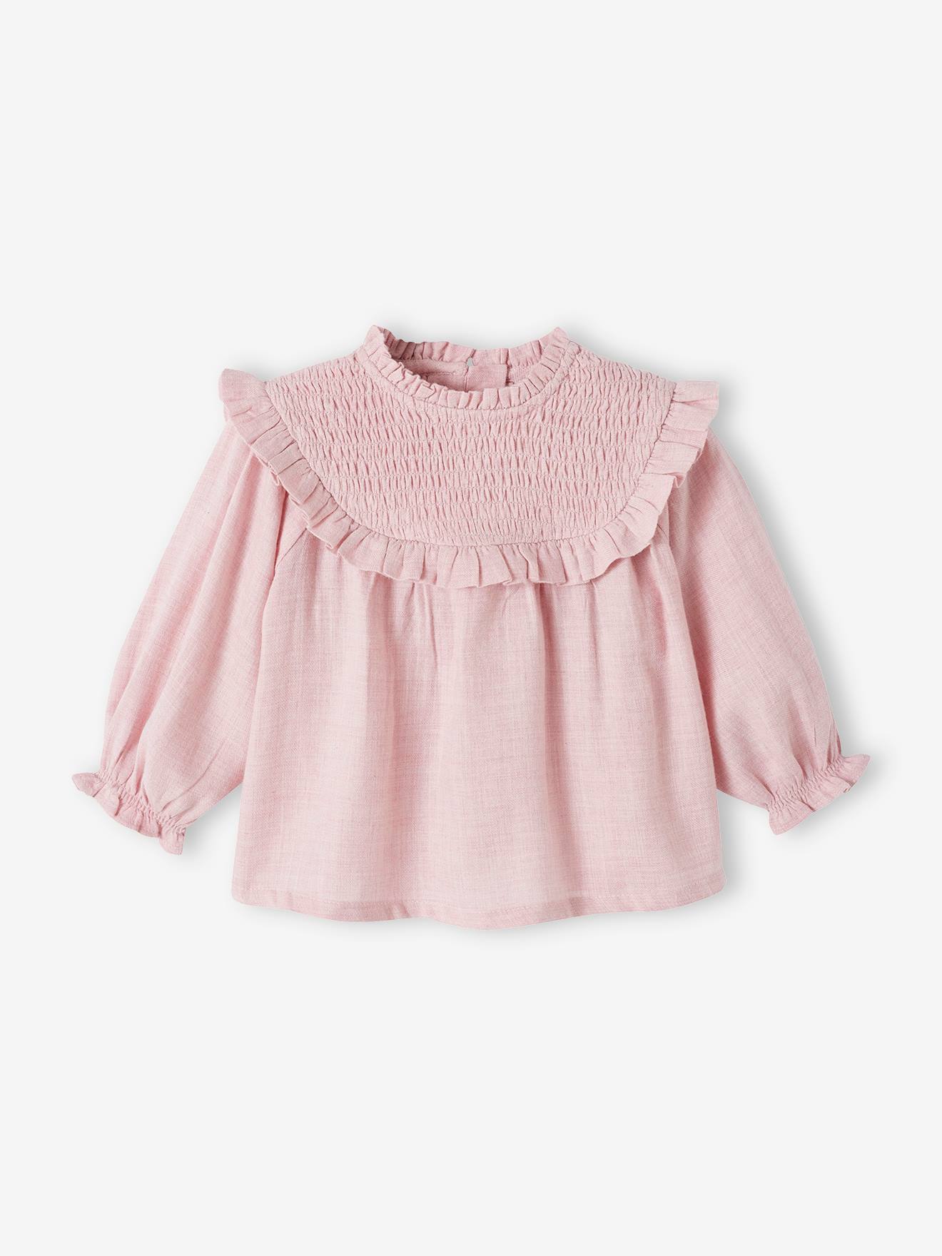 Blusa com avental e faixa de cabelo combinando, para bebê, verde acinzentado escuro