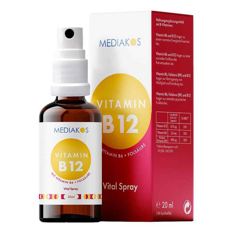 Vitamin B12 + B6 + Folsäure Mediakos Vital Spray, 20 ml