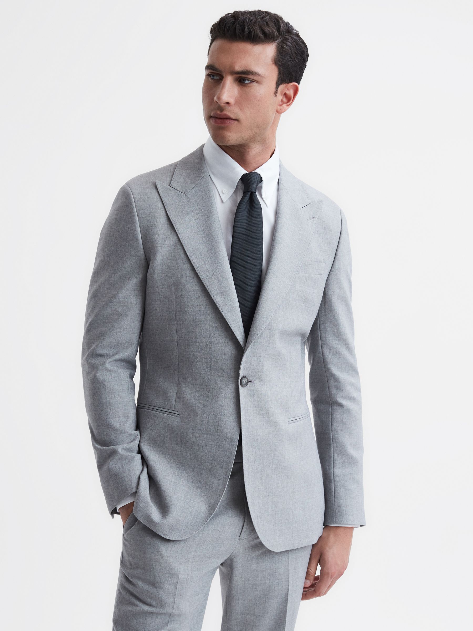 Marineblauw - Reiss Ceremony stropdas van zijdemix met textuur