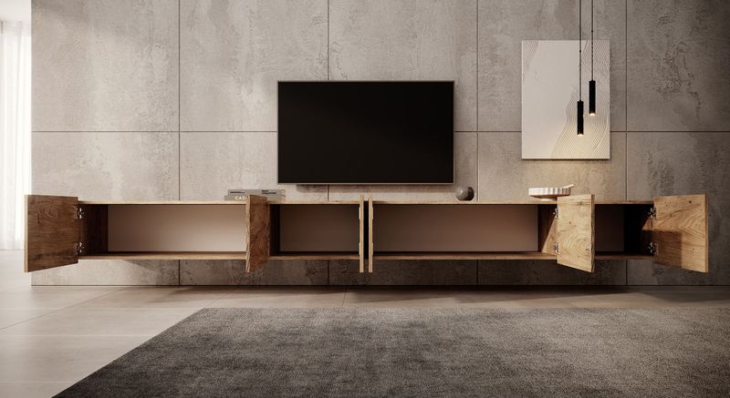 Meubella - TV-Meubel Calabas - Kastanje - 300 cm