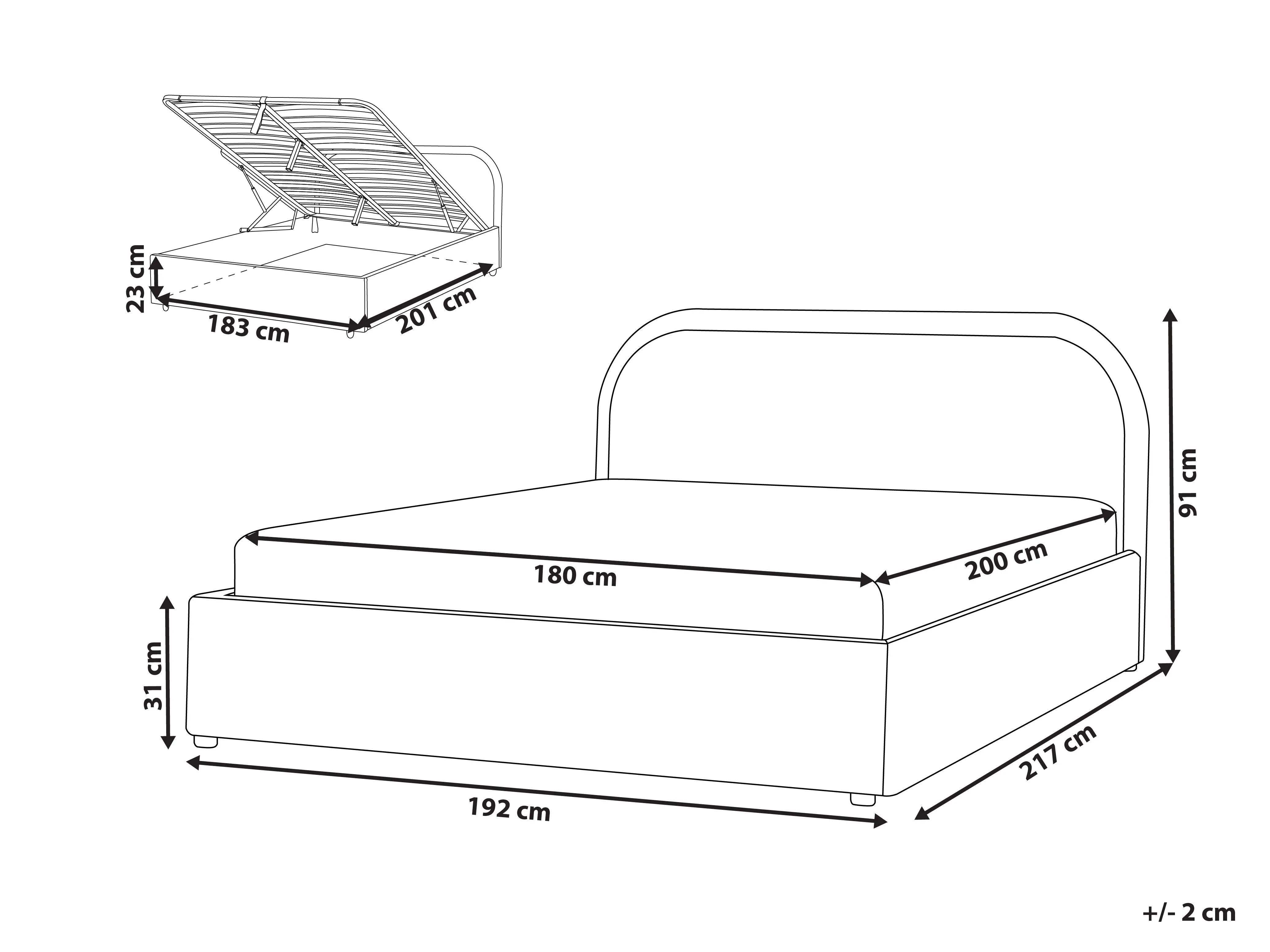 Bed met opbergruimte Chenille QUILLIEN 180 x 200 cm Taupe