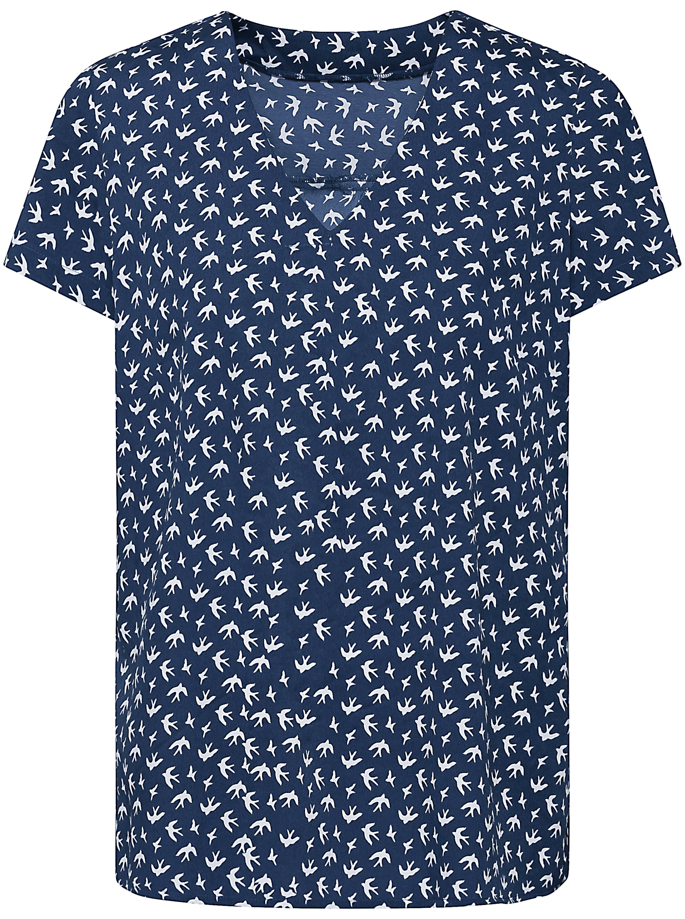 Schlupf-Bluse in marine-bedruckt