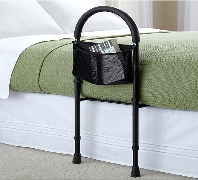 (87-110cm) Bett Aufsteh Hilfe Senioren Haltergriff Stütze Seitenschutz Bettgitter - Schwarz