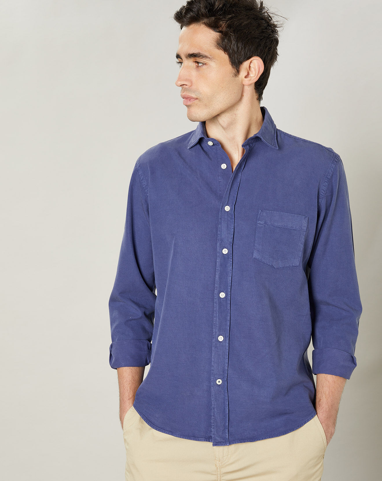 Hartford Chemise regular Paul Pat indigo