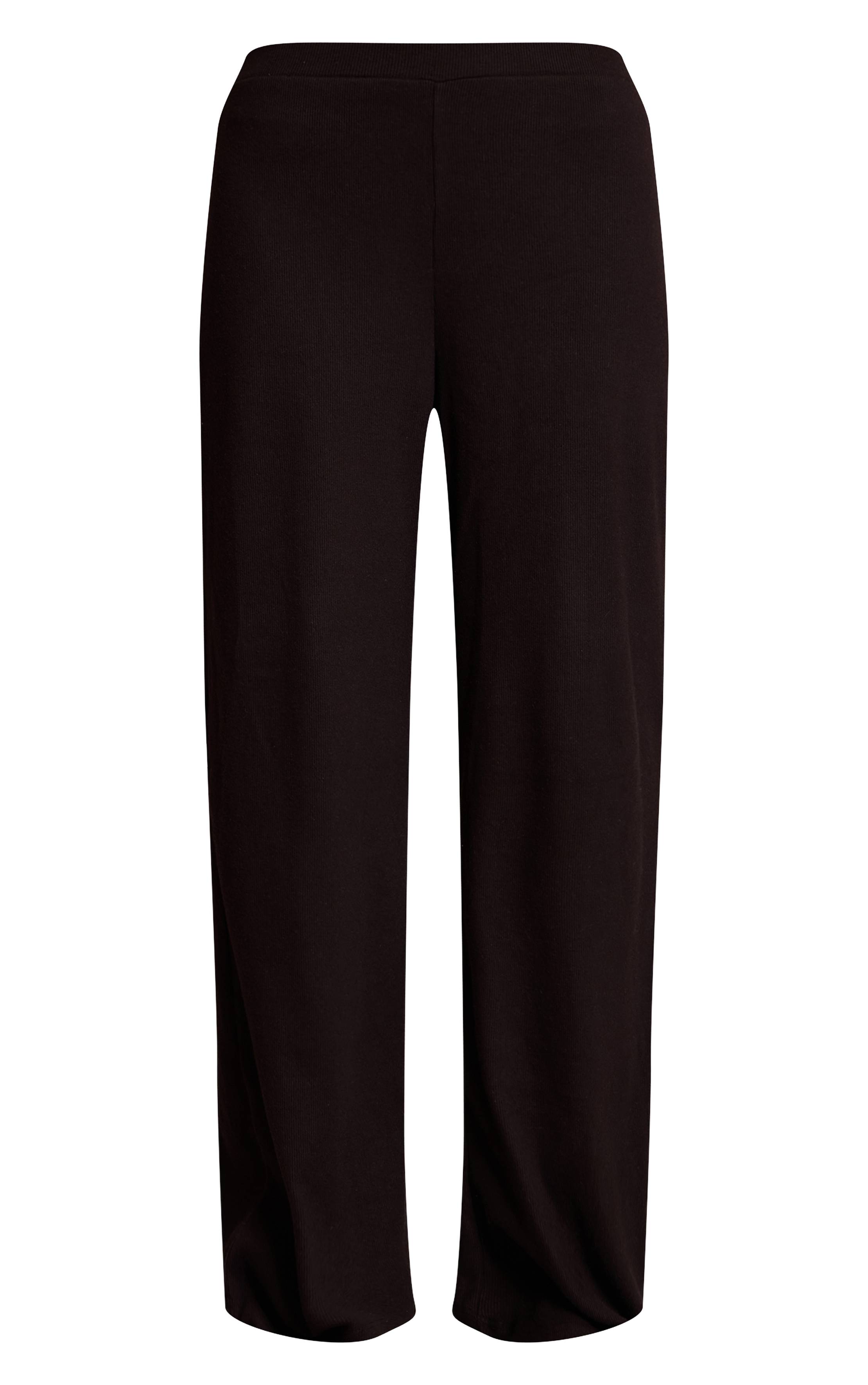 Noir Délavé Pantalon Large Côtelé Brossé