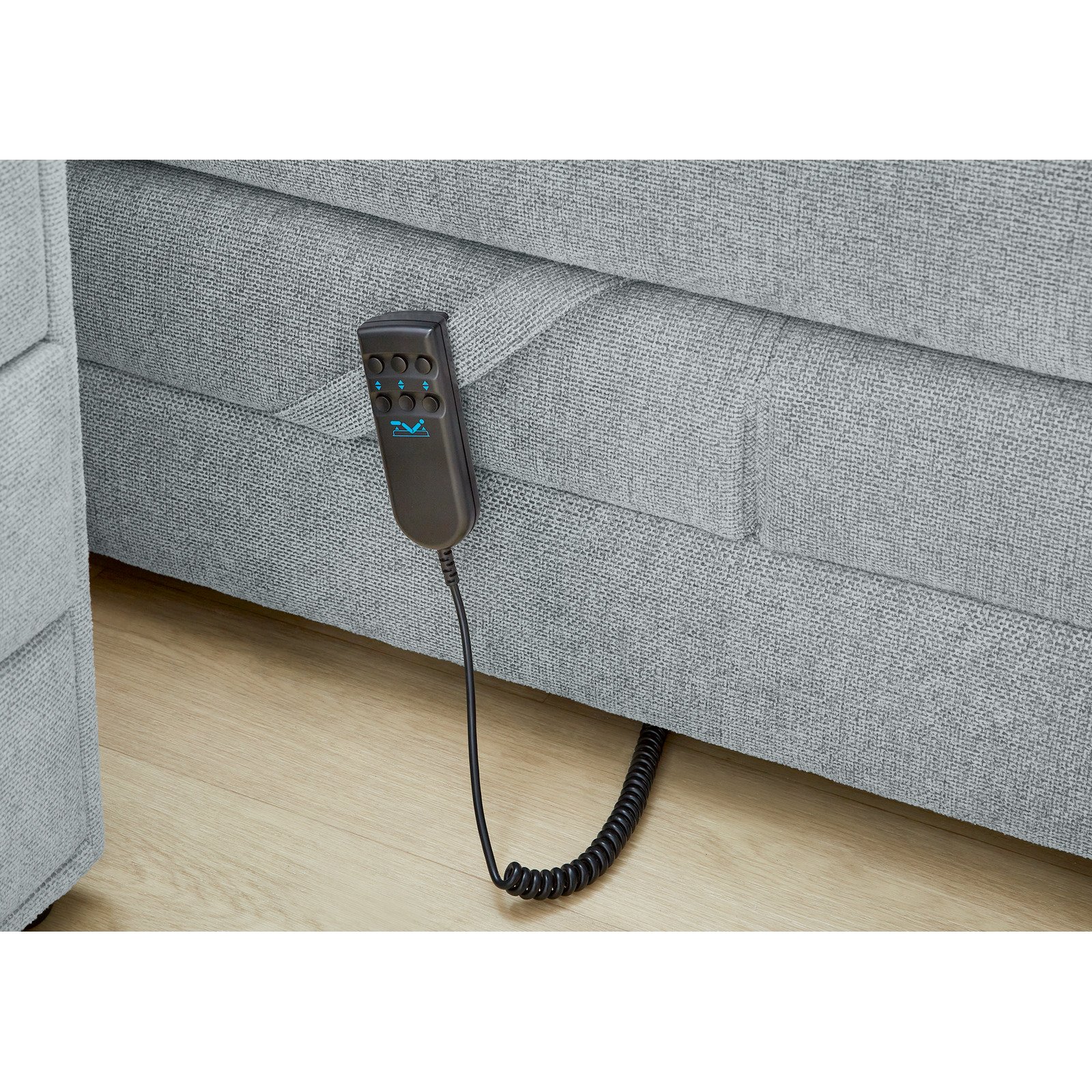 Boxspringbett Paloma Stoff 120 x 200 cm, mit verstellbarer Liegeposition per Fernbedienung grau