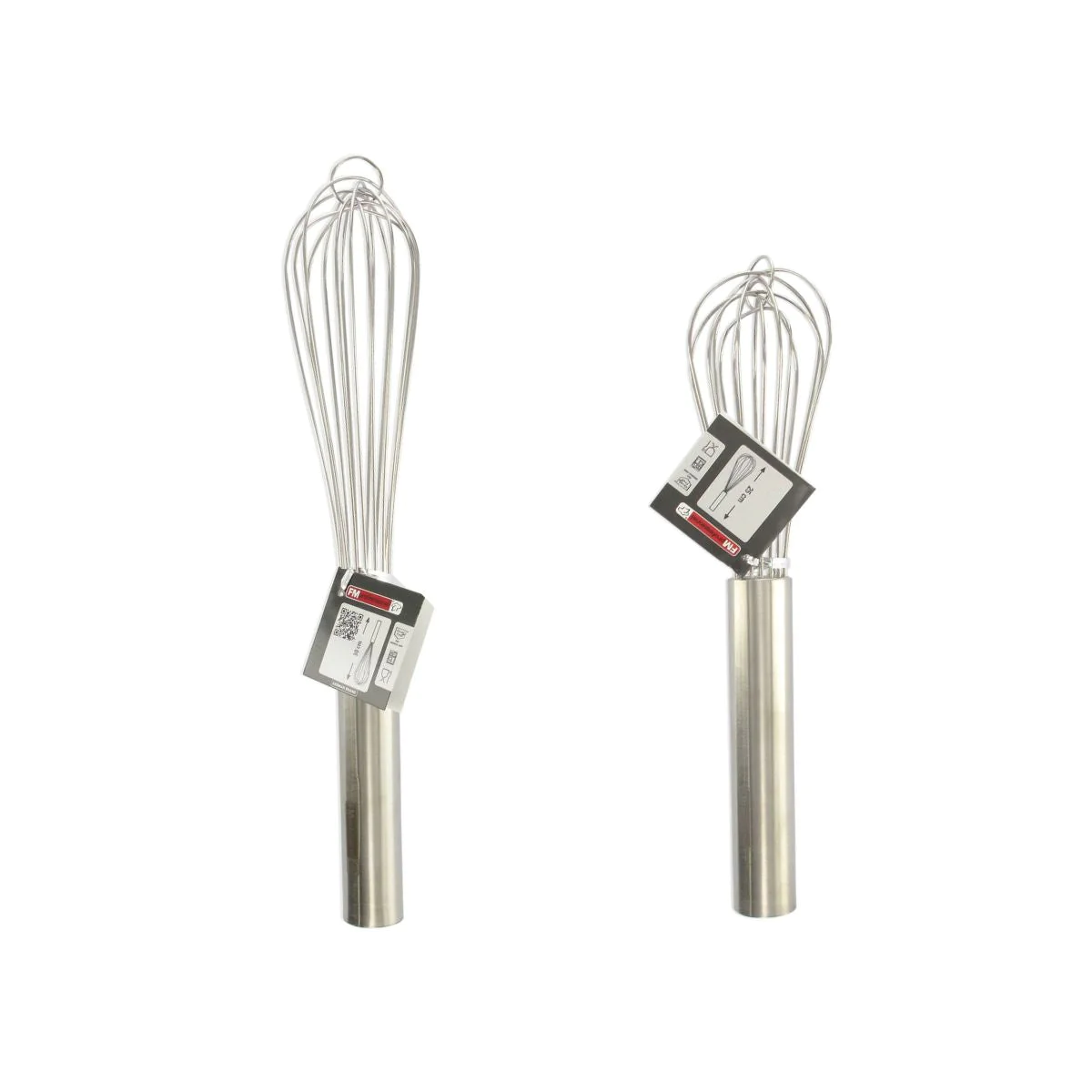 Lot de 2 fouets de cuisine ou de pâtisserie en inox 25 cm et 30 cm FM
