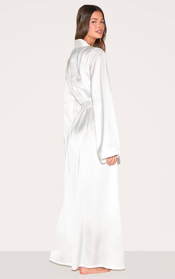 Blanc Robe Longue Satinée Brodée Mariée
