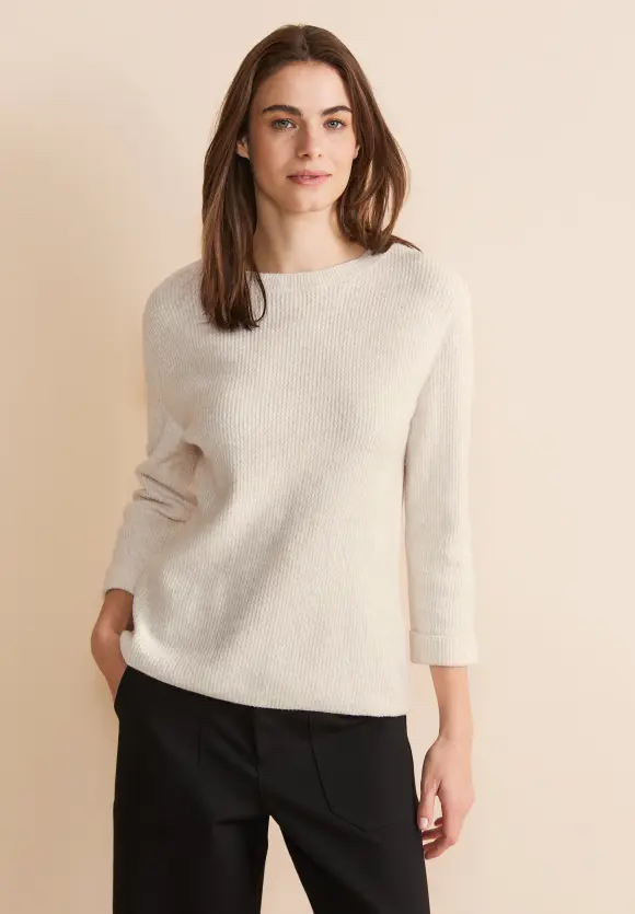 Melange Strickpullover - cream white melange