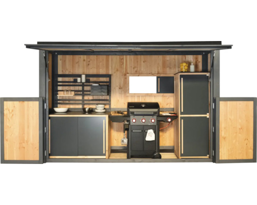 Grillhuis Konsta groot 343 x 102 cm natuur-antraciet