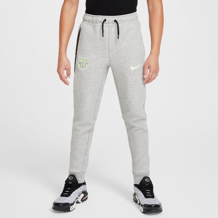 FC Barcelone Bas de Survêtement NSW Tech Fleece - Gris/Jaune Fluo Enfant