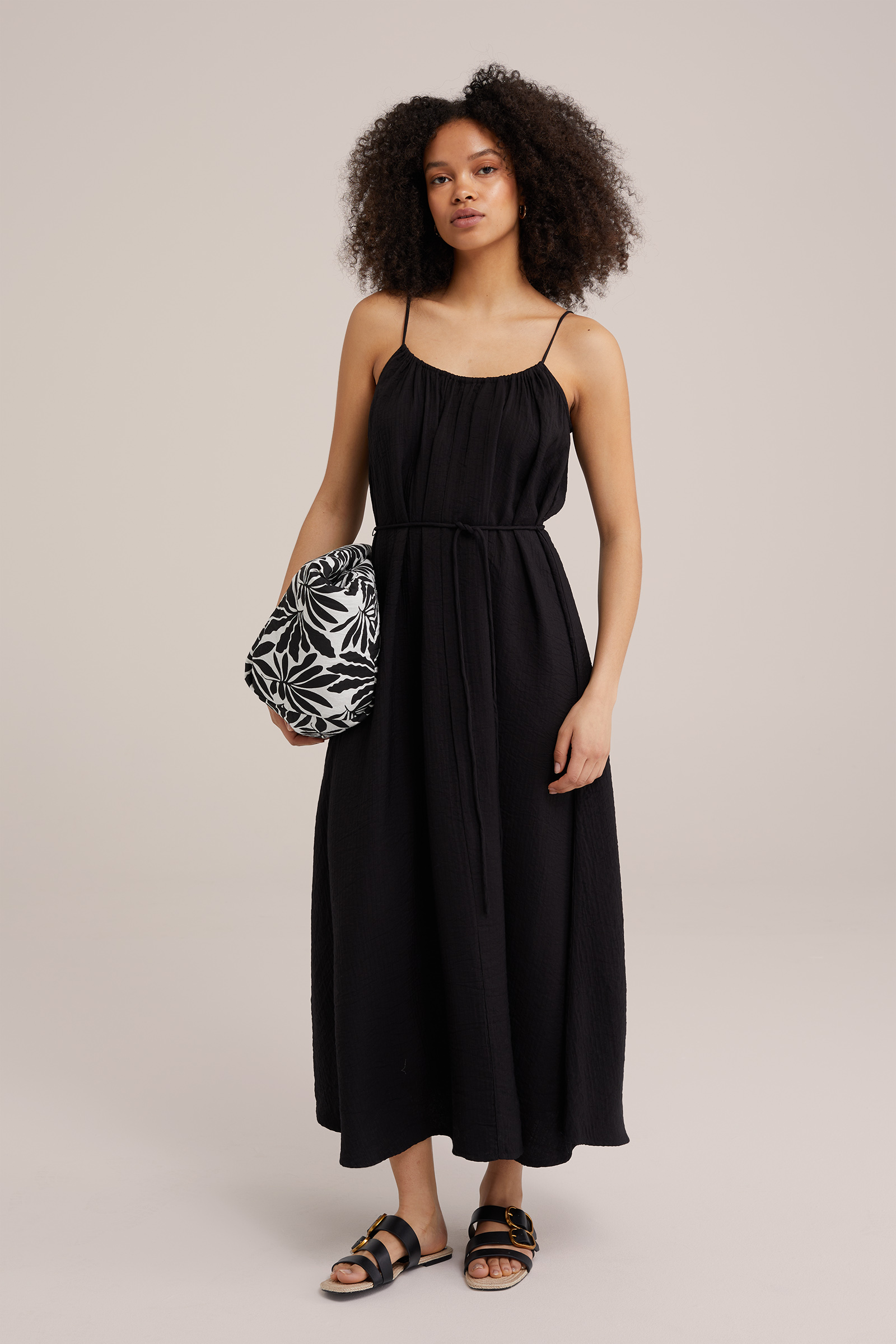 jurk met ceintuur WE Fashion Zwart