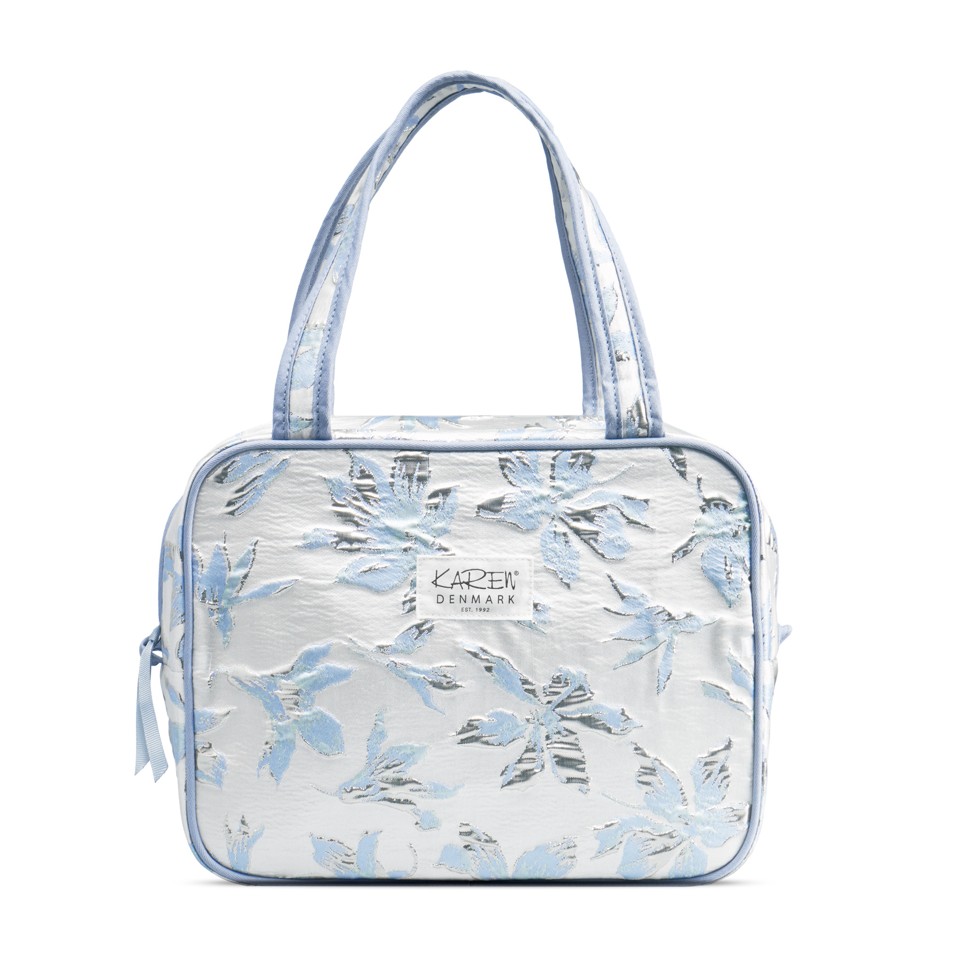 Karen - Toiletry bag with handle Blue brocade - Toilettaske
