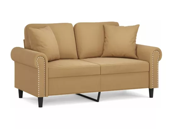 Canapé 2 places avec oreillers décoratifs brun 120 cm velours