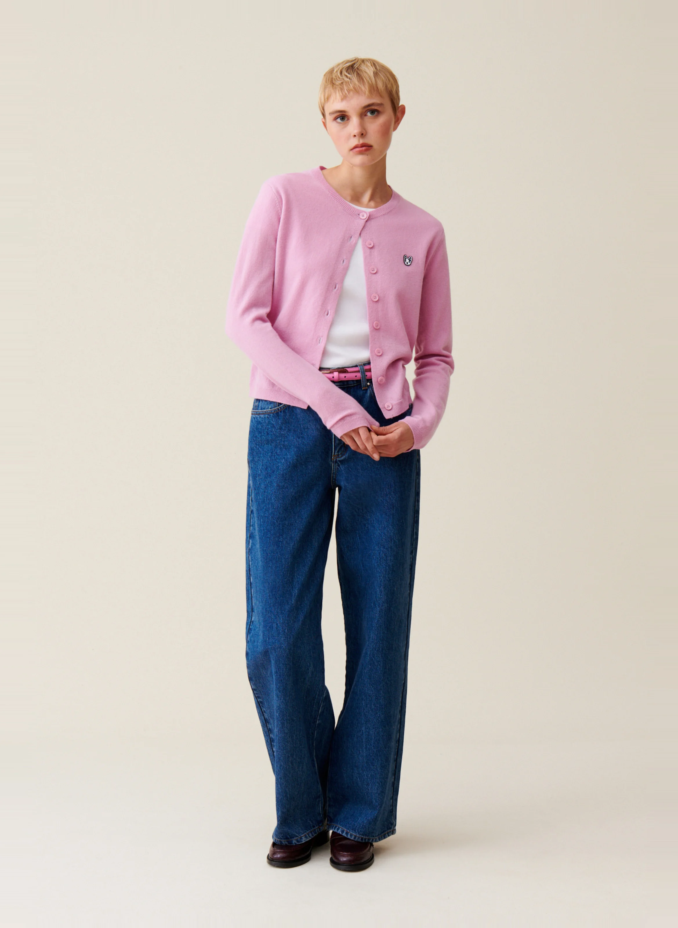 Cardigan en laine| Rose