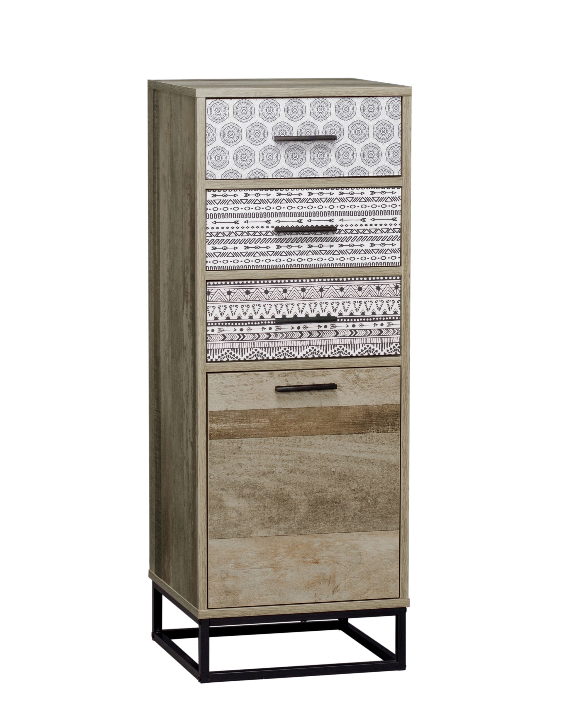 Kommode 39,5 x 106 cm natur/Dekorfolie grau gemustert