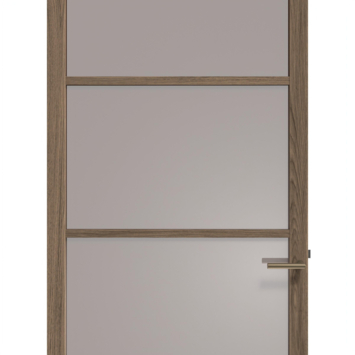 Arne & Bodil binnendeur ABE100 brons glas - donker eiken houtlook afwerking