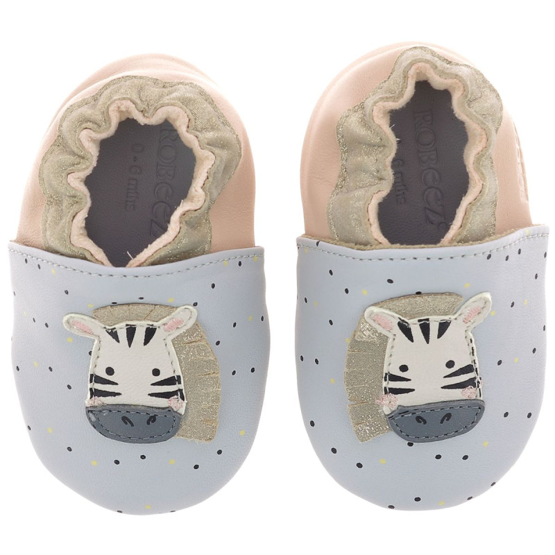 Robeez Robeez Chaussons Crêpe Cute Zebra Gris Rose