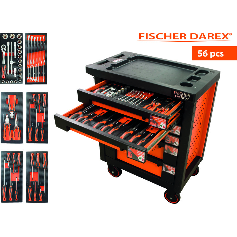 Servante équipée de 56 outils avec 6 modules
