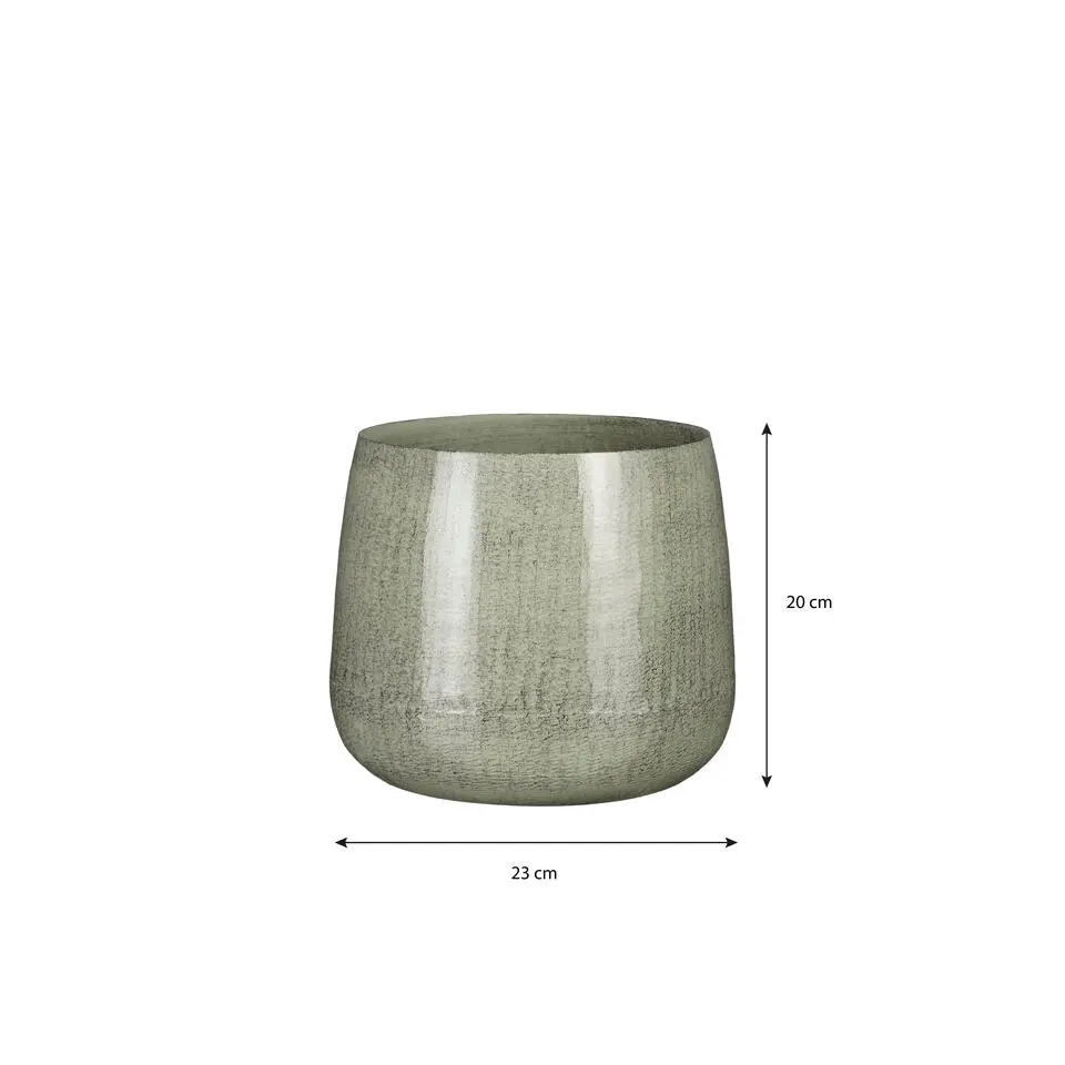 Mica Decorations Benson Bloempot - H20 x Ø23 cm - Metaal - Lichtgrijs
