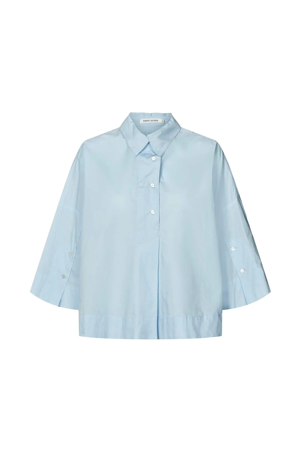Rabens Saloner  Louisanna Poplin cropped skjorte - Light blue