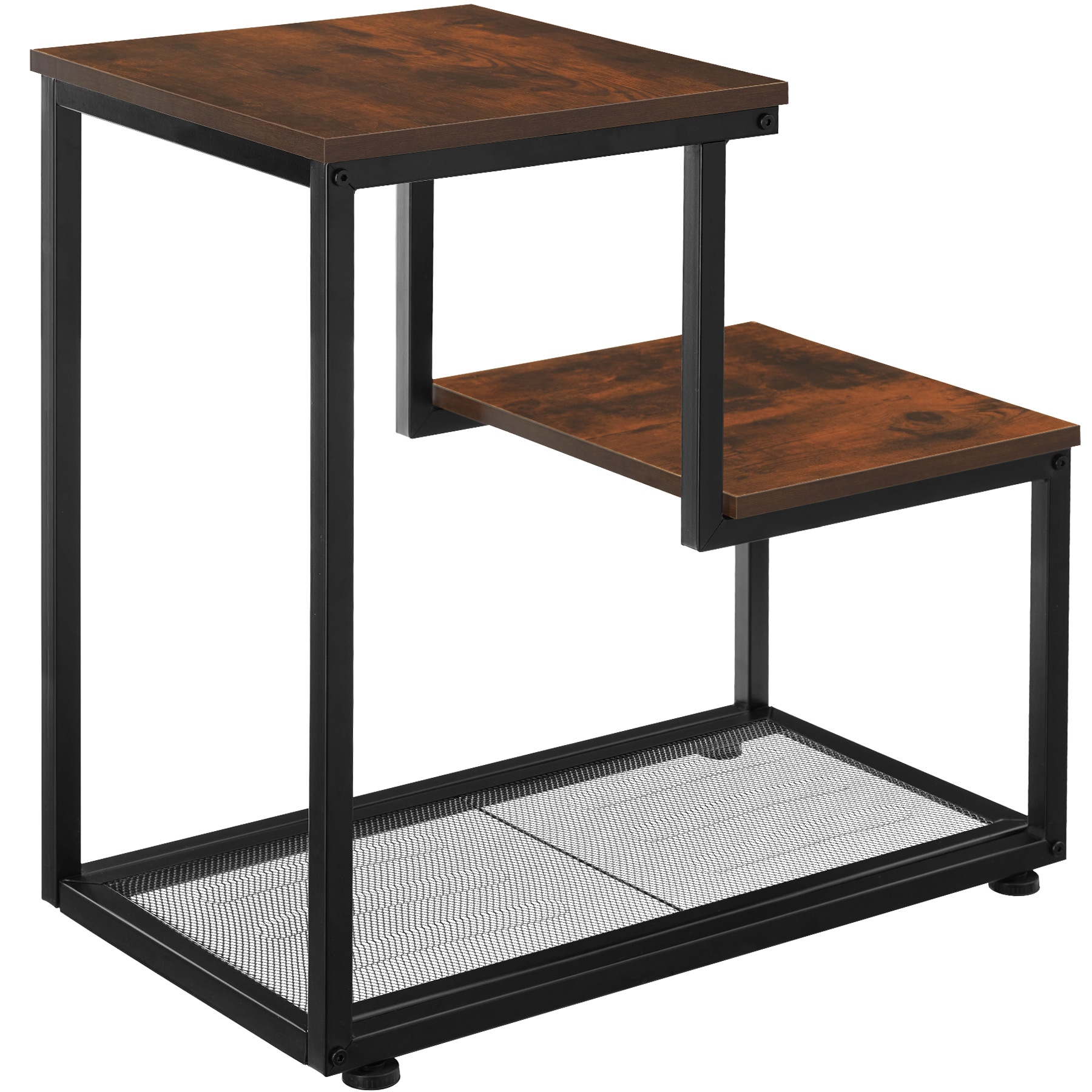 tectake® Beistelltisch, Industrial Style, mit 2 Ablagen und Gitterablage, 60,5 x 35,5 x 60,5 cm
