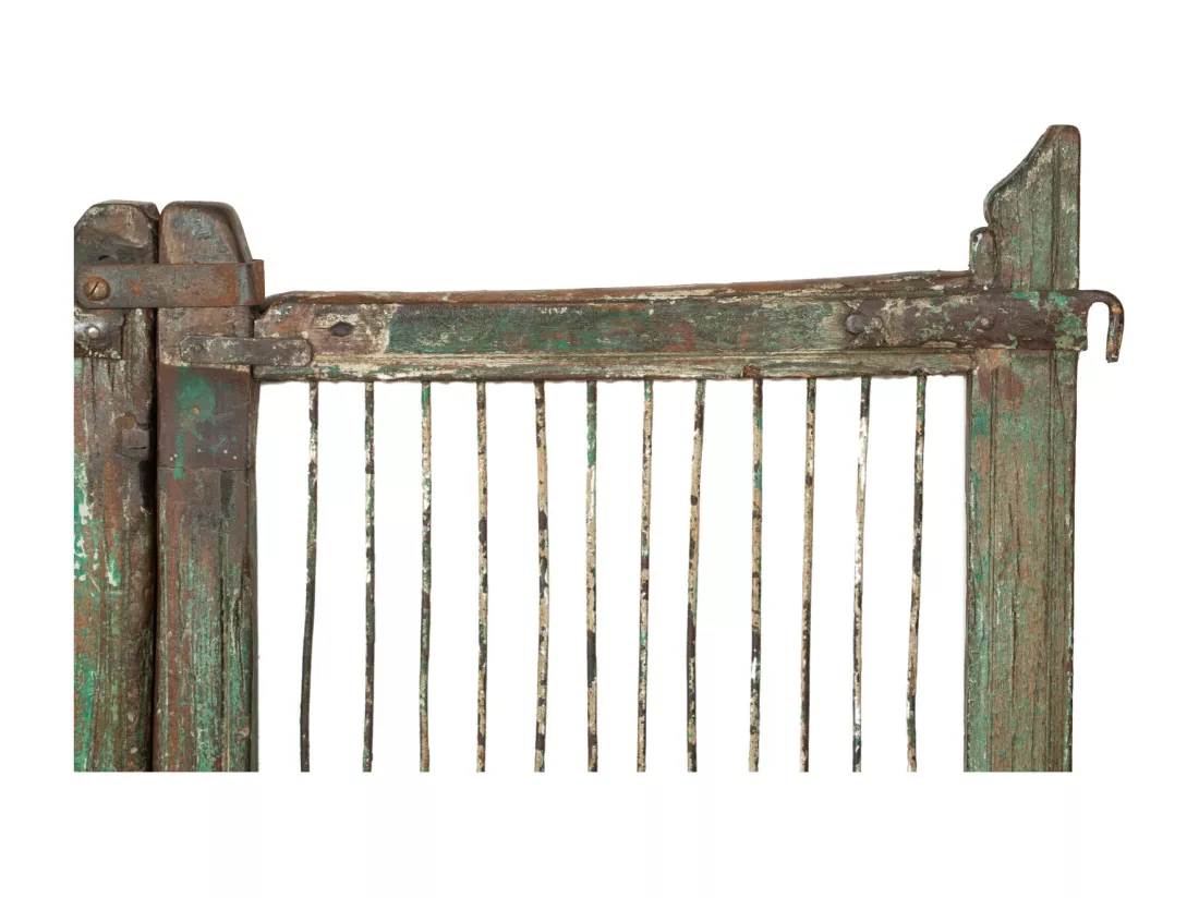 BISCOTTINI Portail - Bois Massif et Fer Finition Antique - Clôture en Fer - Portail en Métal - Porte Décorative - Portail d'Entrée - Clôture en Bois - Intérieur et Extérieur - 102x6x94cm