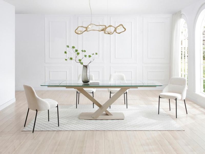 Maison Céphy - MALATA - Eettafel - Transparant - Gehard Glas en Metaal - Verlengbaar van 6 naar 10 Plaatsen