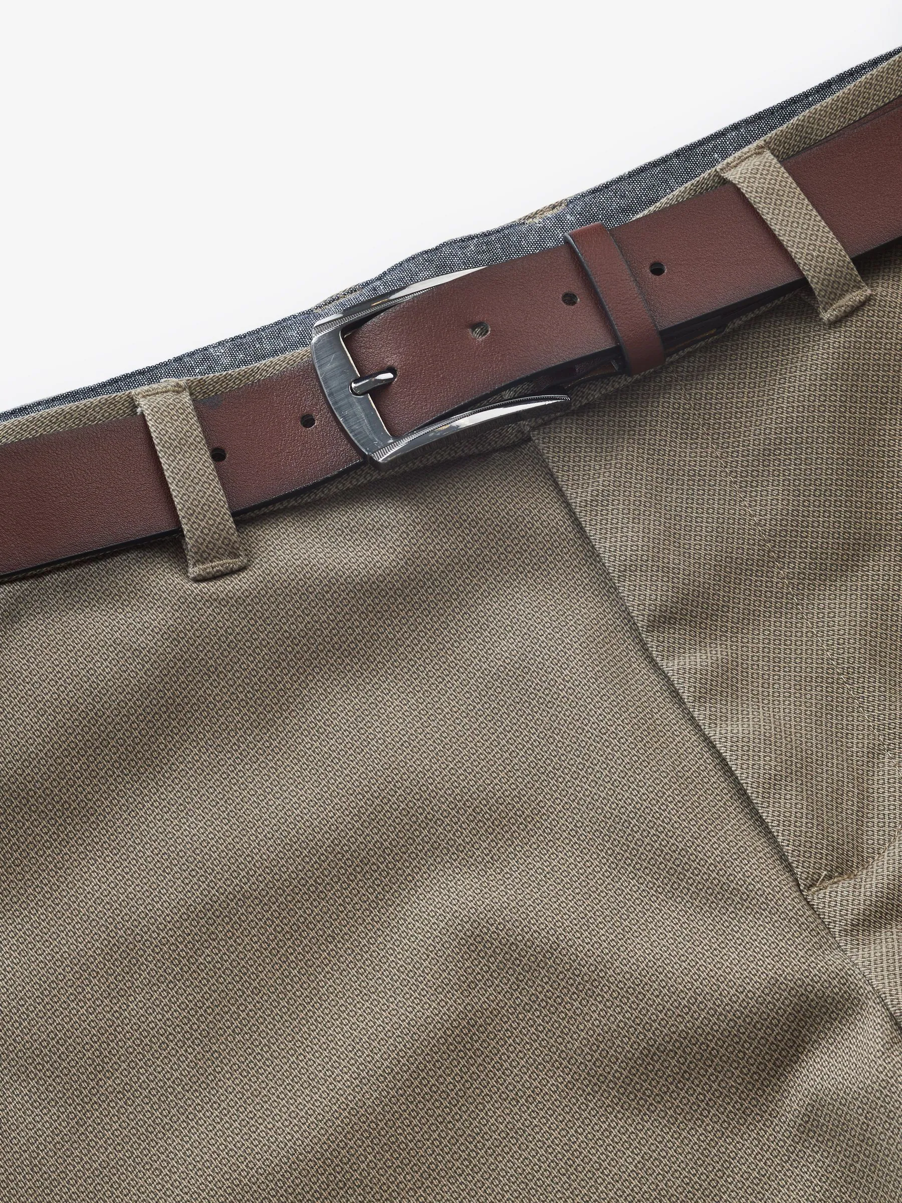 Pastelgeel - Slim Fit - Zachte chino met print en riem