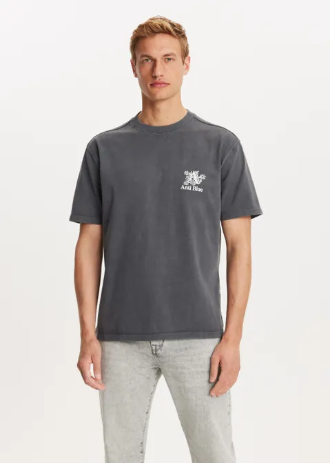 T-shirt met borduur detail antraciet (ANTRA)