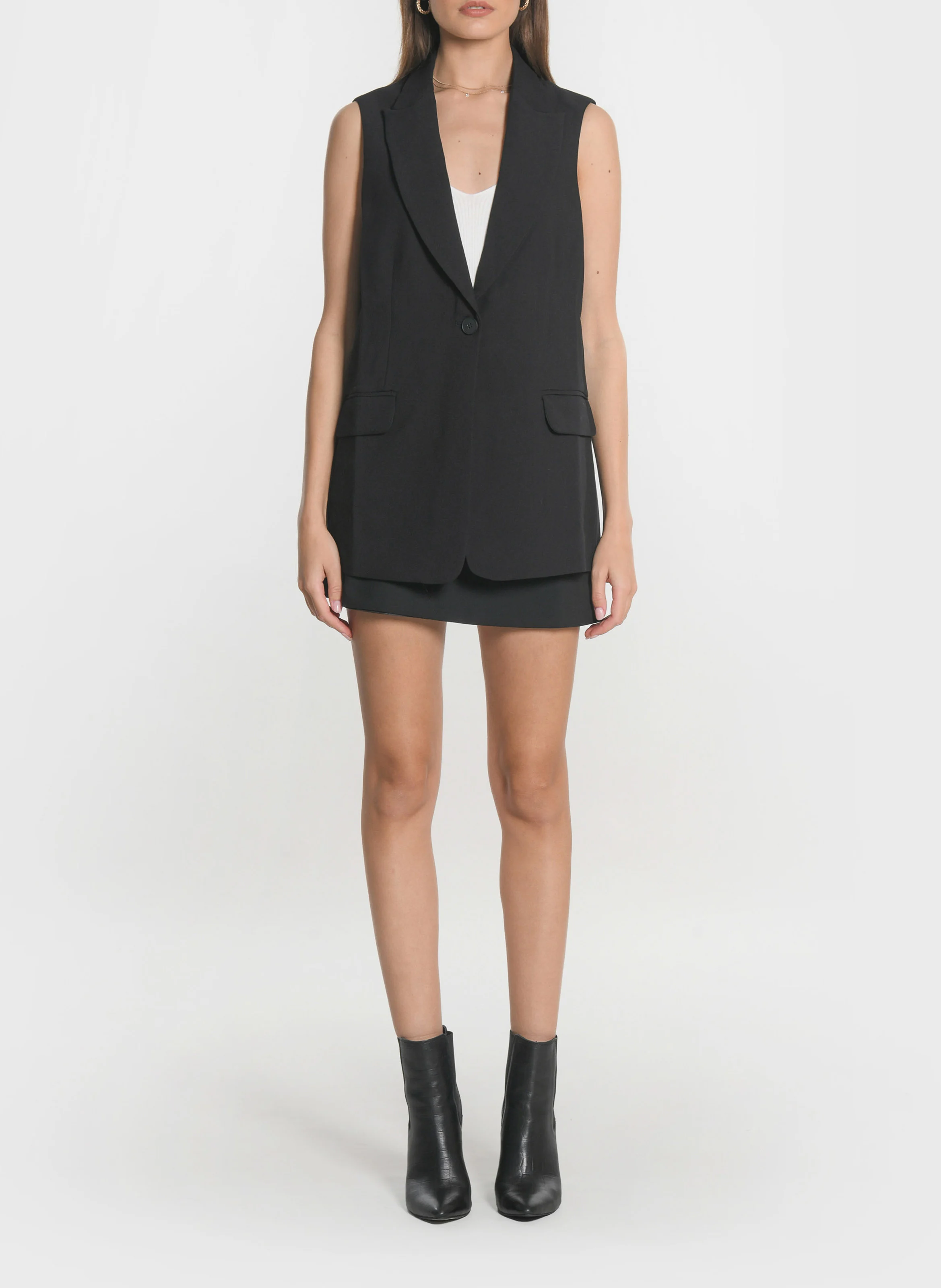 BRITNEY - Veste de tailleur sans manches| Noir