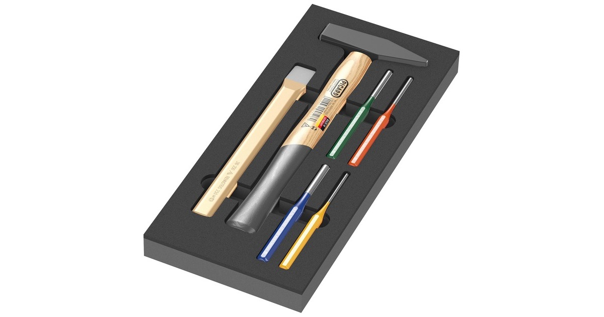 Wera9782 Schuimrubberen inzetstuk met hamers Set 1, 6‑delig  (Zwart/grijs, in schuiminzet voor werkplaatswagen)