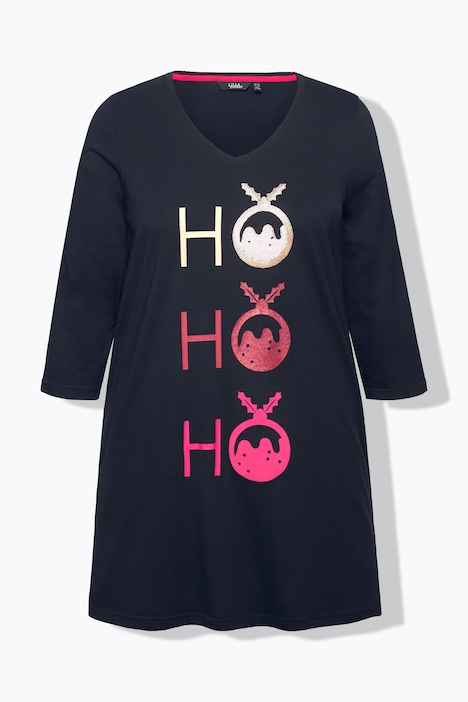 Longshirt, Ho Ho Ho, A-Linie, V-Ausschnitt, 3/4-Arm