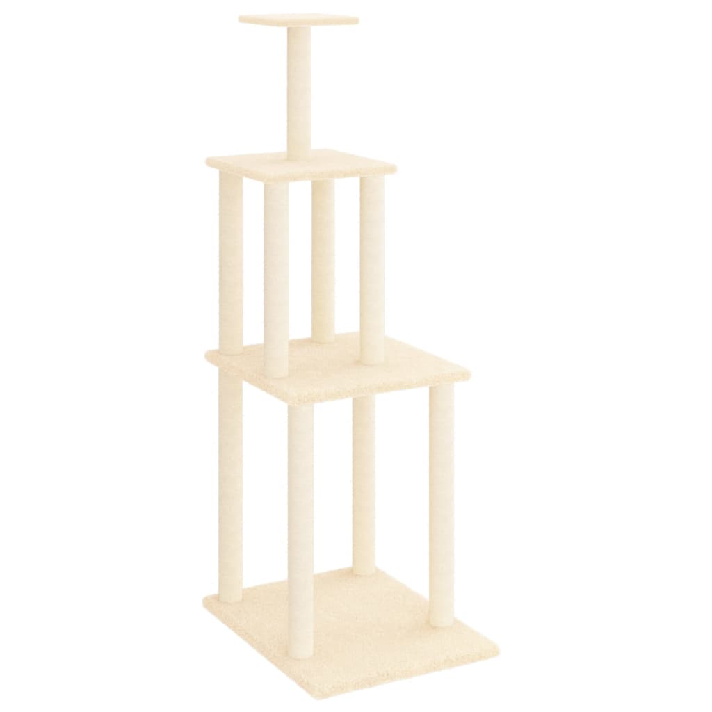 Arranhador para gatos vidaXL com postes de sisal cor creme